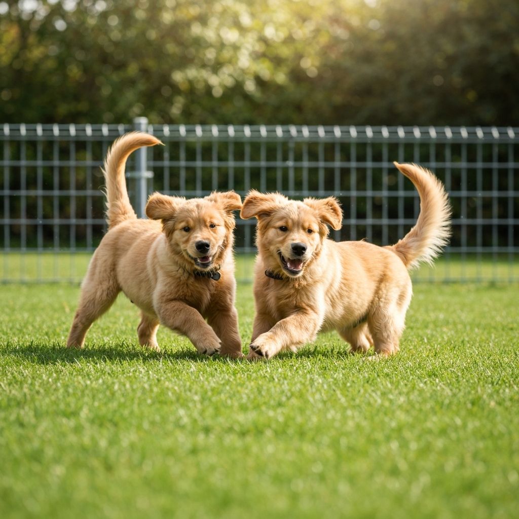 Golden retrievers on grass