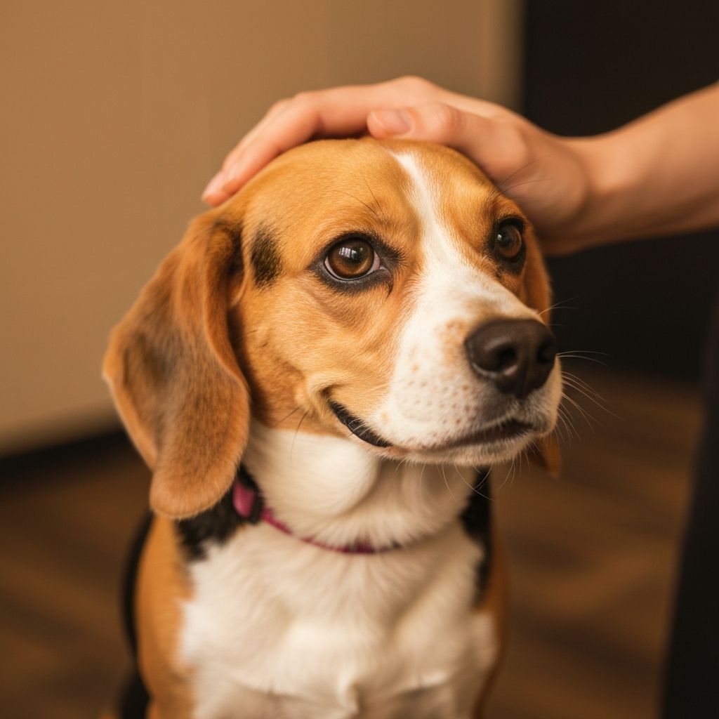 Beagle receiving gentle care